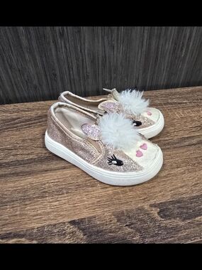 BC Footwear Toddler Unicorn Glitter Slip-On Sneakers Girls Size 5